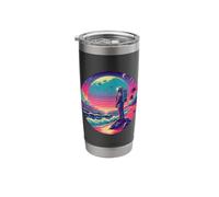 Synthwave Astronaut on the Beach, 1980s Retro Stainless Steel Insulated Tumbler