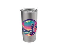 Synthwave Astronaut on the Beach, 1980s Retro Stainless Steel Insulated Tumbler