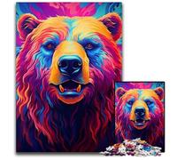 Synthwave Bear 1000Piece Jigsaw Puzzle Wooden Jigsaw Puzzles Perfect for Halloween Christmas Birthday Gift 1000 PCS(75x50cm)