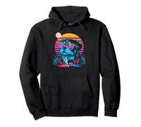 Synthwave Bernese Mountain Dog Howling To The Moon Pullover Hoodie