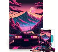 Synthwave Car in Motion Jigsaw Puzzle for Teenagers 1000 Pieces Cognitive Toy Quiet Hobby Premium Edge (50x75cm)