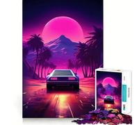 Synthwave Car Jigsaw Puzzles for Teenagers 1000 Brain Workout Toy Simple Fun Image Assembly Cherished Gift (38x52cm)