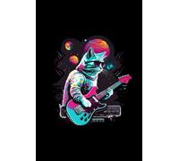 Synthwave Cat Journal- Nineties Kitty Playing Guitar Diary - Cat in space Notebook: 6x9 Journal, Diary, Notebook, Class Notes, College Ruled, Gift for Student, Back to School 120 Pages Lined Paper