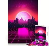 Synthwave City Jigsaw Puzzles for Teenagers 1000 Brain Workout Toy Simple Fun Image Assembly Cherished Gift (50x75cm)