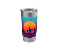 Synthwave Cowboy Retrowave 80s Western Horse Desert Sunset Stainless Steel Insulated Tumbler