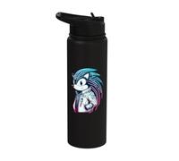 Synthwave Cyberpunk Hedgehog Lover Stuff Futuristic Hedgehog Stainless Steel Insulated Water Bottle