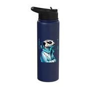 Synthwave Cyberpunk Meerkat Lover Stuff Futuristic Meerkat Stainless Steel Insulated Water Bottle