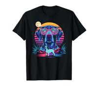 Synthwave German Shorthaired Pointer Howling to The Moon GSP T-Shirt