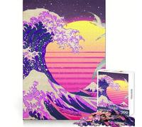 Synthwave Great Wave Jigsaw Puzzles 1000 Pieces for Teenagers Think Game Peaceful Time Quality Edge Perfect Present (38x52cm)