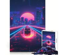 Synthwave Journey 1000 Piece Jigsaw Puzzles for Adults Jigsaw Thought Toy Indoor Fun Accurate Edge Art Collectible (38x52cm)