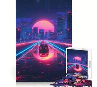 Synthwave Journey 1000 Piece Jigsaw Puzzles for Teenagers Logic Sense Toy Peaceful Fun Smooth Edge Creative Gift (50x75cm)