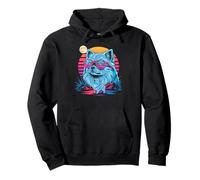 Synthwave Pomeranian Howling To The Moon Pomeranians Pullover Hoodie