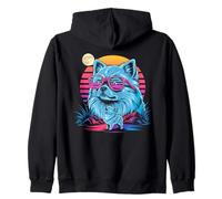 Synthwave Pomeranian Howling To The Moon Pomeranians Zip Hoodie