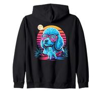 Synthwave Poodle Howling To The Moon Poodles Zip Hoodie