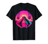 Synthwave Retro 80s Chichen Itza Pyramid T-Shirt