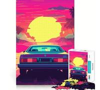 Synthwave Retro Car Sunset 1000 Piece Jigsaw Puzzles for Adults Jigsaw Memory Lift Slow Enjoy Image Assembly Creative Gift (38x52cm)