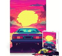 Synthwave Retro Car Sunset 1000 Piece Jigsaw Puzzles for Adults Jigsaw Memory Lift Slow Enjoy Image Assembly Creative Gift (38x52cm)