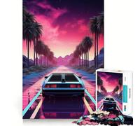 Synthwave Retro Car Sunset 1000 Piece Jigsaw Puzzles for Adults Jigsaw Memory Lift Slow Enjoy Image Assembly Creative Gift (50x75cm)
