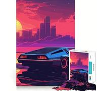 Synthwave Retro Car Sunset 1000 Piece Jigsaws for Teenagers Puzzle Wise Think Toy Simple Fun Tight Cut Santa Wish Pick (38x26cm)