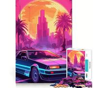 Synthwave Retro Car Sunset 1000 Pieces Puzzles for Teenagers Boost Recall Relaxing Fun Accurate Edge Thoughtful Gift (50x75cm)