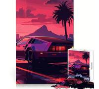 Synthwave Retro Car Sunset Puzzles for Adults 1000 Pieces Brain Challenge Toy Calm Mind Clear Cut Art Collection Piece (50x75cm)