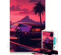 Synthwave Retro Car Sunset Puzzles for Adults 1000 Pieces Brain Challenge Toy Calm Mind Clear Cut Art Collection Piece (50x75cm)