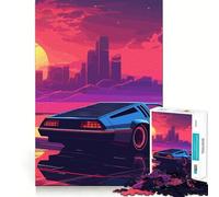 Synthwave Retro Car Sunset Teenager Jigsaw Puzzles 1000 Pieces Memory Boost Home Activity Pattern Assembly Perfect Present (38x52cm)