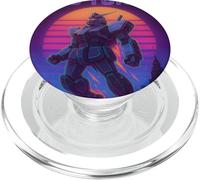 Synthwave Samurai Mecha Retro Japanese Robot PopSockets PopGrip for MagSafe