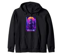 Synthwave Samurai Mecha Retro Japanese Robot Zip Hoodie