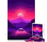 Synthwave Sunset Car 1000 Piece Jigsaw Puzzle for Teenagers Smart Game Relaxed Mind Pattern Assembly Santa Wish List (50x75cm)