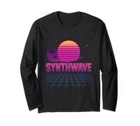 Synthwave Sunset Grid Vaporwave Long Sleeve T-Shirt