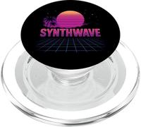 Synthwave Sunset Grid Vaporwave PopSockets PopGrip for MagSafe