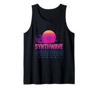 Synthwave Sunset Grid Vaporwave Tank Top