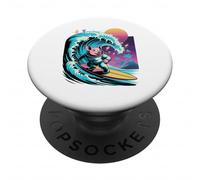 Synthwave Surfer Pig Astronaut Pigs PopSockets Adhesive PopGrip