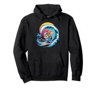Synthwave Surfer Squirrel Astronaut Squirrels Pullover Hoodie