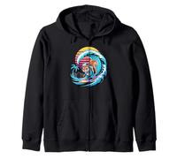 Synthwave Surfer Squirrel Astronaut Squirrels Zip Hoodie