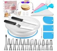 Syntus 65 PCs Cake Decorating Kit with Cake Stand Turntable, Cake Baking Supplies 30+1 Piping Bags, 24 Piping Tips, Offset & Straight Spatulas, 3 Scrapers, Leveler, 2 Couplers & 1 Tips Brush