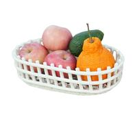 SYNWISH Ceramic Fruit Bowl Basket, White Handmade Lattice Design, 46.5 cm Width, Modern Decorative Serving Bowl for Kitchen Counter (XL, W)