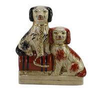 SYNWISH Hand-Painted Porcelain Dog Figurines Sitting on The Drum ,Ceramic Dog Collectibles for Home Decoration ,Unique Gifts