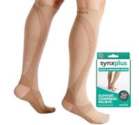 SynxBody Flight Compression Socks for Women & Men - These Flight Socks Help Prevent Deep Vein Thrombosis (DVT) During and After Flight (Medium)
