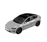 SYOEUR 1/24 Alloy Model Car For Tesla Model3 Die-cast Sound And Light Pull Back Toy Shop Decoration Accessories Hobby Vehicles Playgame Kit(Grey)