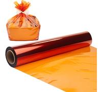 SYOGUA 100 ft x 34 in Extra Wide Cellophane Wrap Roll Orange, Translucent Cellophane Roll for Gift Baskets Wrap, Colored Cellophane Wrapping Paper for Treats, Candies, Holiday, Birthday, Baby Shower