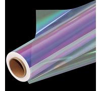 SYOGUA 66 ft x 34 in Extra Wide Iridescent Rainbow Cellophane Wrap Roll for Gift Baskets, Treats, Gifts, Holidays, Crafts