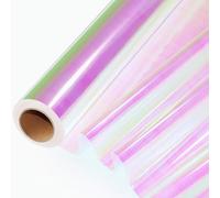 SYOGUA 82 Ft x 17 In Cellophane Roll Extra Wide Iridescent Cellophane Wrap Gift Baskets Wrapping Plastic for Basket, Treats, DIY Crafts, Birthday Gifts