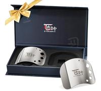 SYOKAMI Finger Guards for Cutting Food, 2 Multifunctional Stainless Steel Finger Protector with Herb Stripper, Adjustable to Fit Different Finger Sizes, Safe Kitchen Tool, Gift for Friend and Family