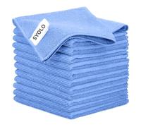 SYOLO Microfibre Cleaning Cloth Pack of 12 - 32x32cm, Reusable Kitchen Microfibre Cloths Towel, Super Soft Lint Free Washable Duster Dish Cloth for Home, Windows, Car, Motorbike, Blue