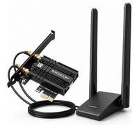 SYONCON AXE5400 PCIe WiFi Card for PC, Intel AX210 WiFi 6E Bluetooth 5.3 with Better Signal Extension Antenna, Tri-Band (6GHz/5GHz/2.4GHz) PCI Express Network Cards for Windows 10/11 (64-Bit)
