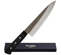 Syosaku Japanese Best Sharp Kitchen Chef Knife Molybdenum Vanadium Clad Stainless Steel w/o Bolster, Gyuto 7-inch (180mm) Dishwasher Safe