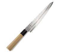 Syosaku Japanese Sujihiki Knife Hammered Damascus VG-10 46 Layer D-Shape Magnolia Wood Handle, Slicer 9.5-inch (240mm)