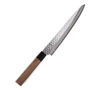 Syosaku Japanese Sujihiki Knife Hammered Damascus VG-10 46 Layer Octagonal Walnut Handle, Slicer 9.5-inch (240mm)